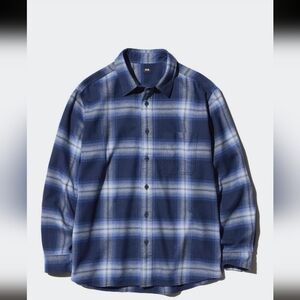 Uniqlo Flannel Regular Collar Long Sleeve Checked Shirt Blue